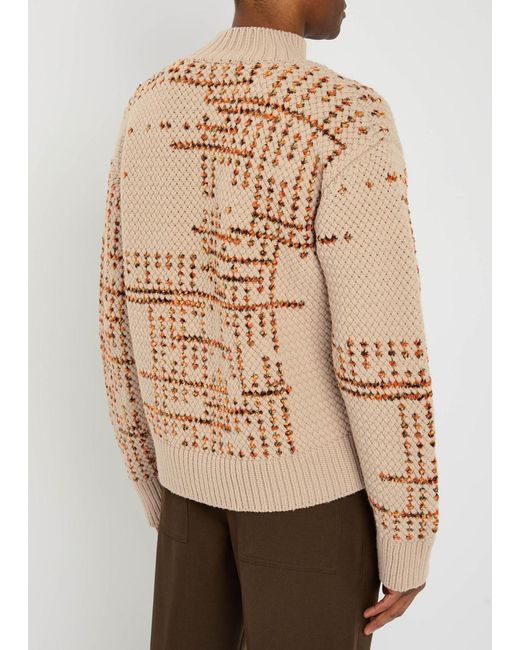 Dries Van Noten Natural Mauritius Patterned Wool-Blend Jumper for men