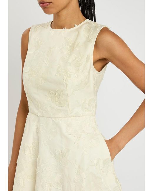 Moncler Natural Floral-Jacquard Cotton-Twill Mini Dress