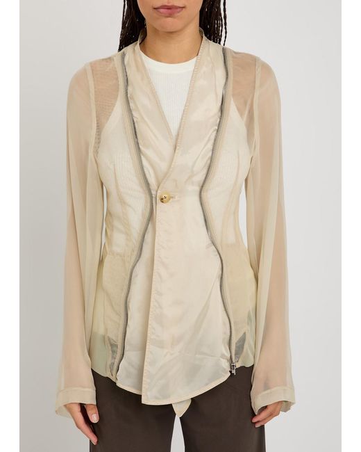 Rick Owens Natural Stag Panelled Tulle Jacket