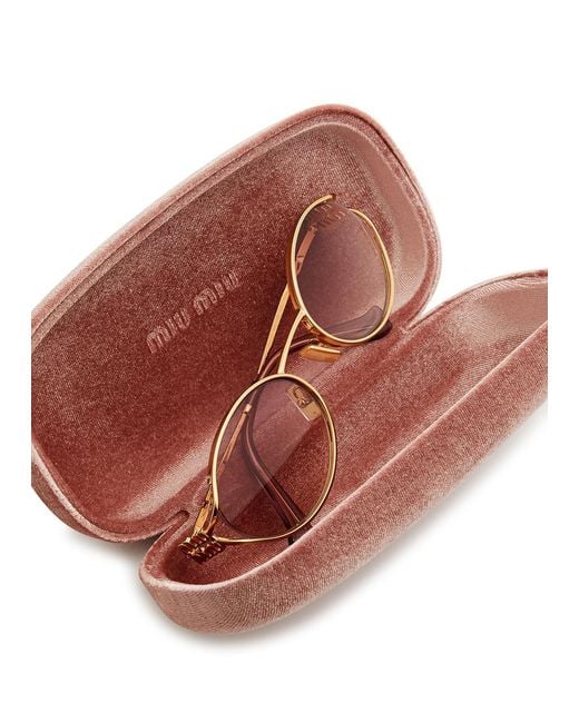 Miu Miu Pink Oval-frame Sunglasses
