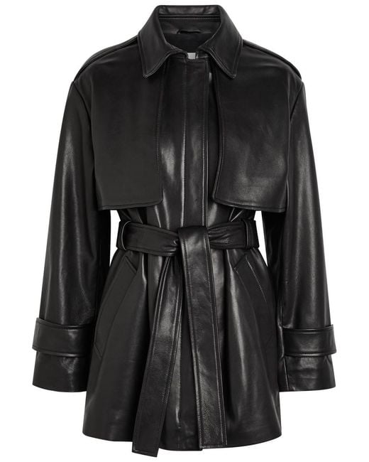 Nour Hammour Black Priya Belted Leather Jacket