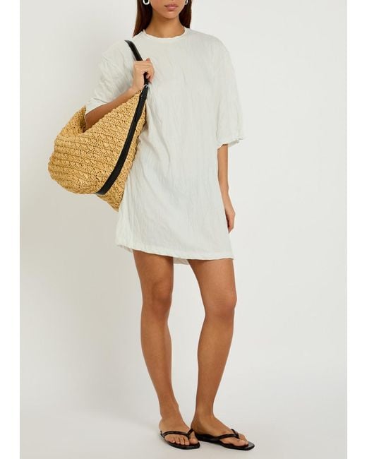 Totême White Crinkled Jersey Mini T-Shirt Dress