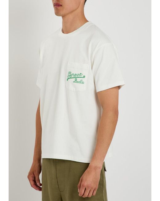 Bode White Geneva Beaded Cotton T-Shirt for men