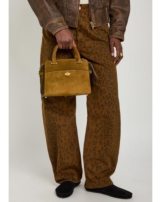 Metier Brown Private Eye Mini Suede Top Handle Bag