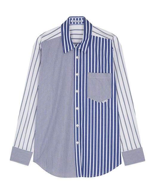 T By Alexander Wang Blue Striped Cotton-Poplin Shirt
