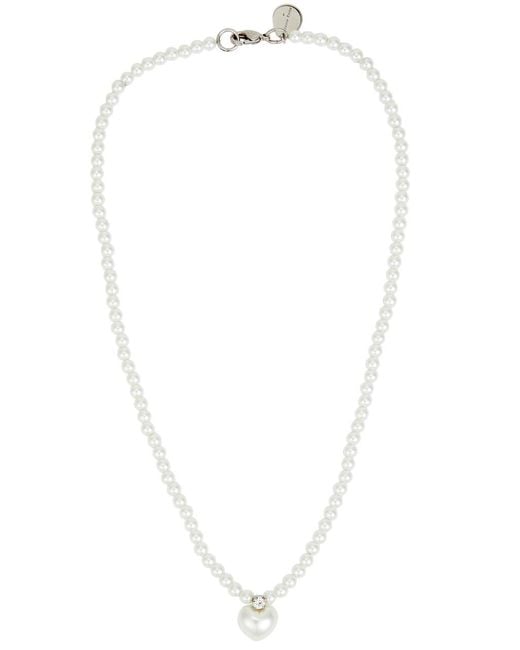 Simone Rocha White Heart Faux-Pearl Necklace, Necklace, Crystal
