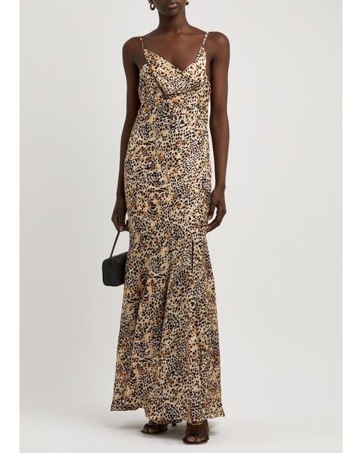 Isabel Marant Natural Manelia Leopard-Print Maxi Slip Dress