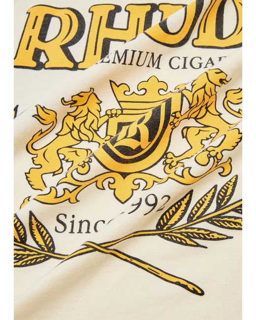 Rhude White Cresta Cigar Printed Cotton T-Shirt for men