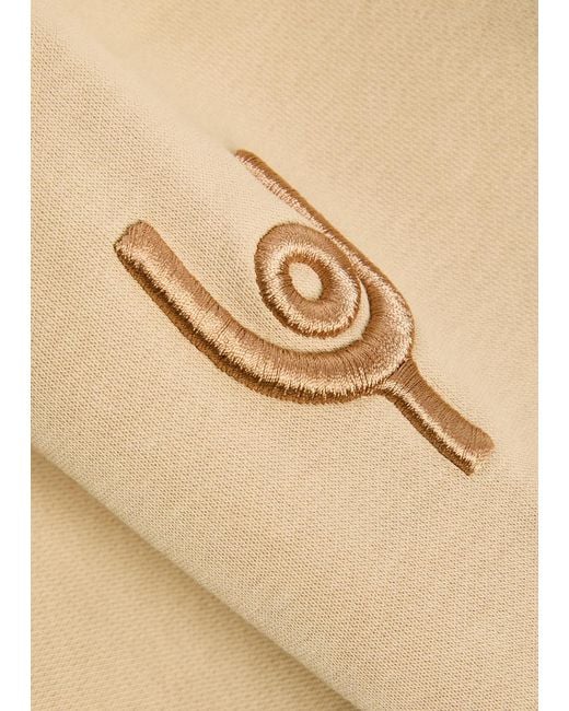 Now You Live Natural Pleatling Logo-Embroidered Cotton Sweatshirt for men