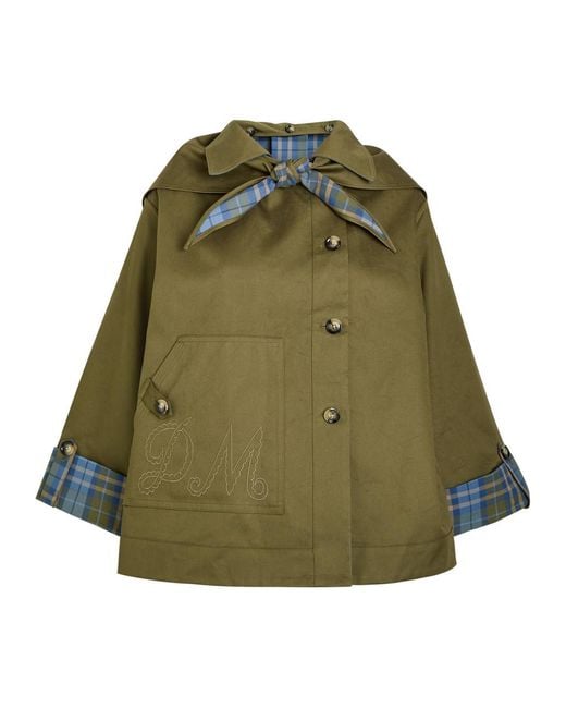 Damson Madder Green Jerry Reversible Plaid Cotton Trench Jacket