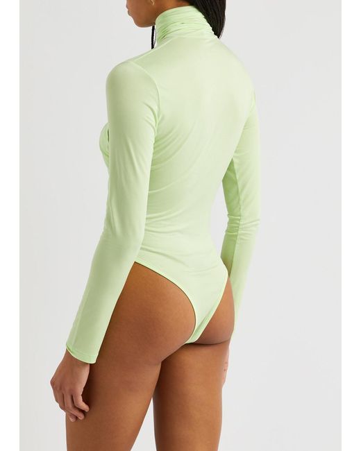 GAUGE81 Green Patra Draped Jersey Bodysuit