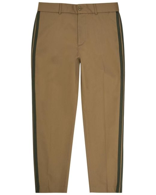 Moncler Natural Logo-Appliquéd Cotton-Blend Chinos for men