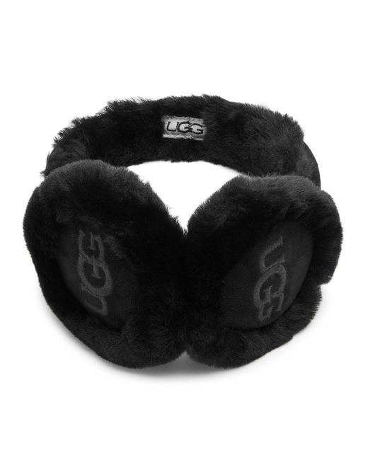 Ugg Black Shearling Trimmed Suede Earmuffs