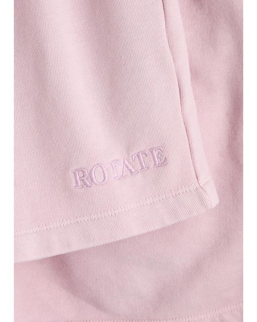 ROTATE SUNDAY Pink Logo-Embroidered Cotton Shorts