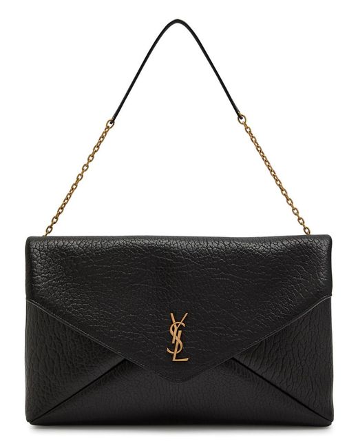Saint Laurent Black Envelope Grained Leather Pouch