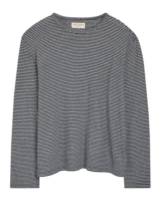 Officine Generale Gray Striped Cotton And Linen-Blend T-Shirt for men