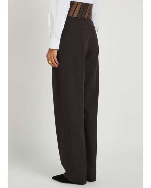Alaïa Black Panelled Belted Wool Trousers