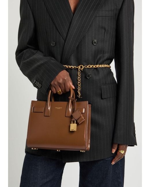 Saint Laurent Brown Sac De Jour Nano Leather Top Handle Bag