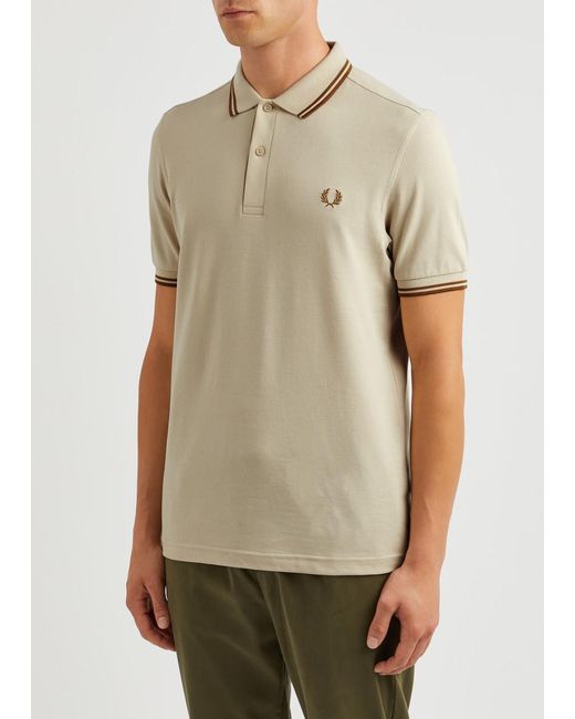 Fred Perry Natural Logo-embroidered Piqué Cotton Polo Shirt for men