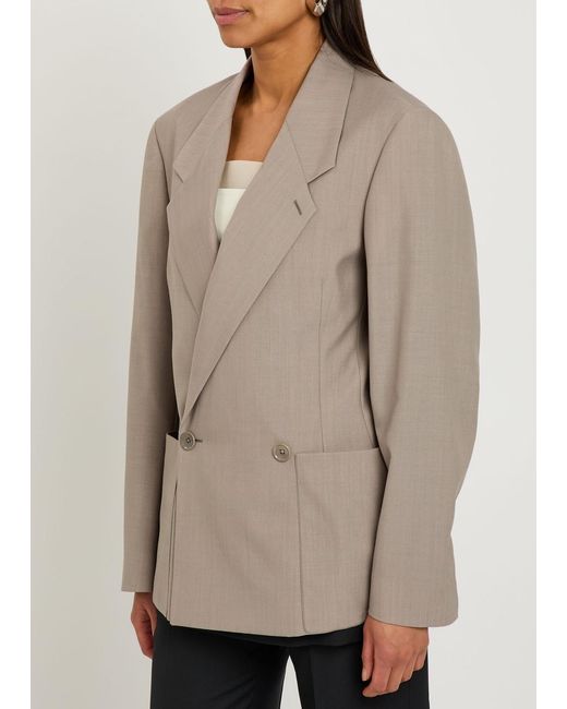 Lemaire Natural Double-Breasted Woven Blazer