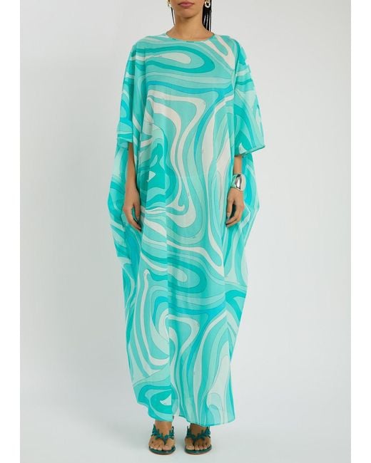 Emilio Pucci Blue Printed Cotton Kaftan