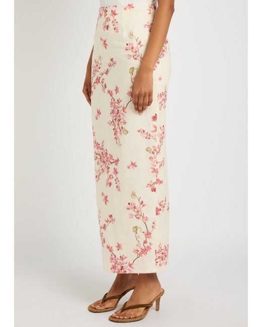Agua Bendita Multicolor Lirica Floral-Print Linen Maxi Skirt