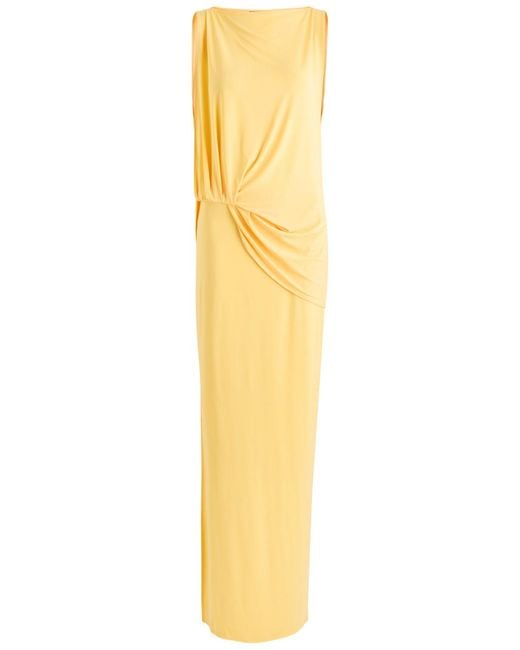 Jacquemus La Robe Peplo Longue Jersey Maxi Dress in Metallic