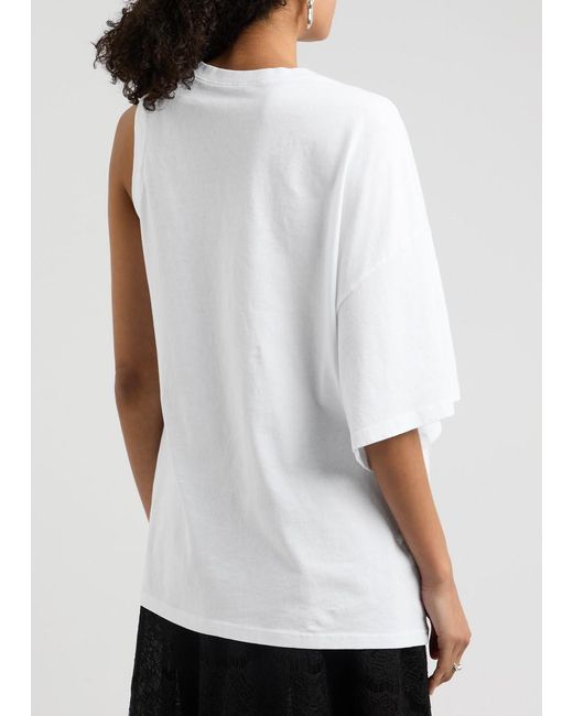 A.W.A.K.E. MODE White Asymmetric One-Sleeve Cotton T-Shirt