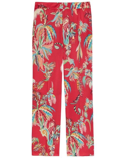Etro Printed Flared-Leg Satin Trousers