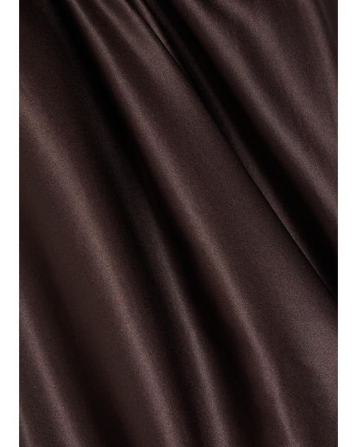 Staud Brown Portia Asymmetric Stretch-Silk Midi Dress