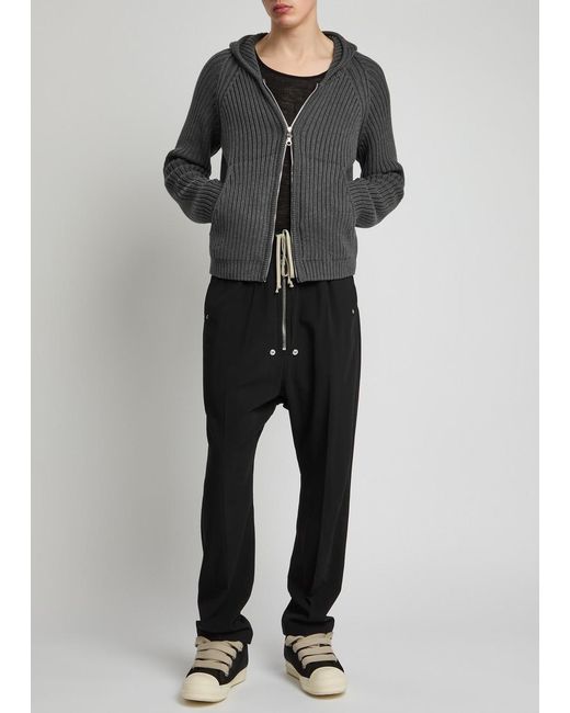 Rick Owens Black Bela Tapered-Leg Wool Trousers for men