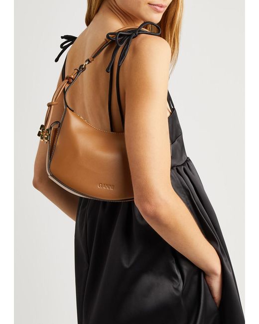 Ganni Brown Leather Shoulder Bag