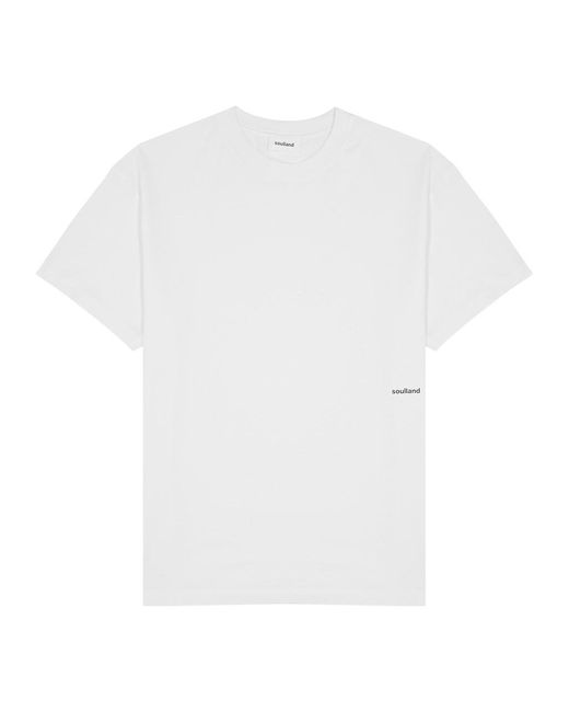 Soulland White Ash Logo-Print Cotton T-Shirt for men
