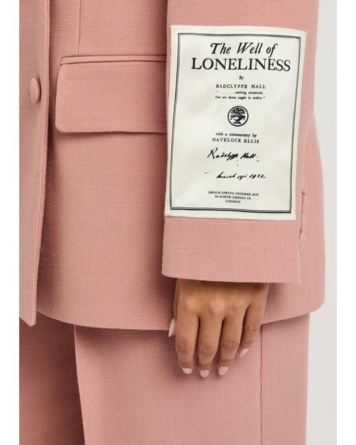 Erdem Pink Double Breasted Twill Blazer
