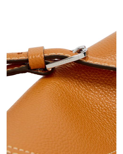 Totême  Brown T-Lock Grained Leather Clutch