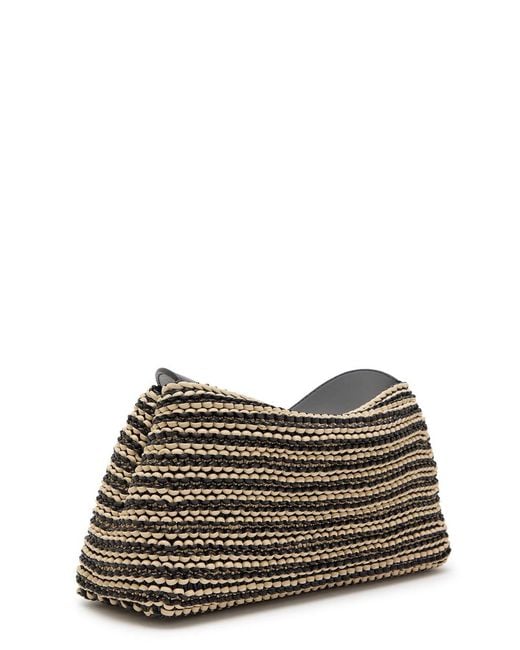 Totême Black T-Lock Woven Leather Clutch