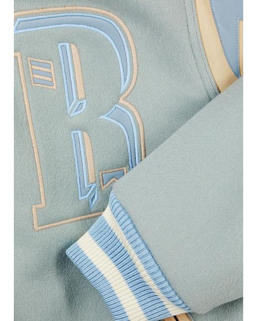 Rhude Blue Lightning Wool-Blend Varsity Jacket for men