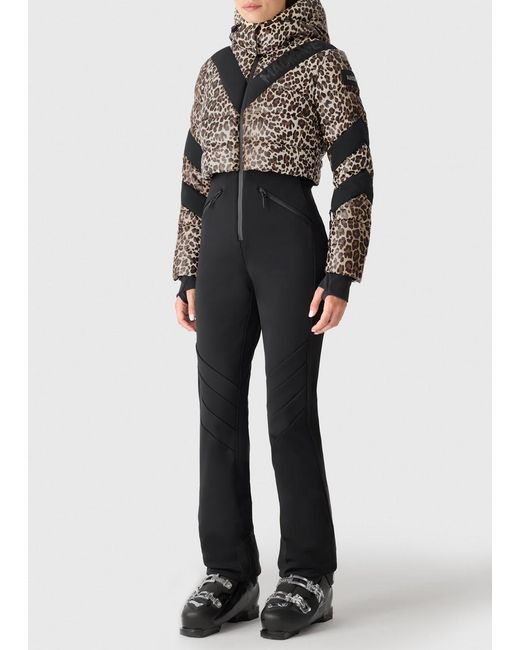 Mackage Black Satory Cheetah-Print Bonded Fleece Ski Suit