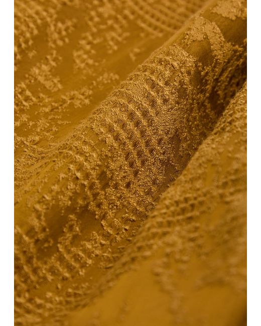 Delos Yellow Tao Textured Jacquard Satin Wrap Shirt