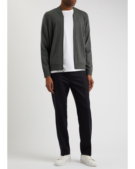 PAIGE Gray Lowrie Knitted Bomber Jacket for men