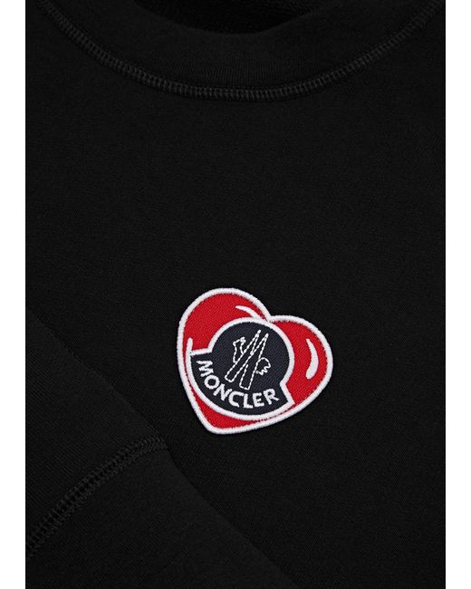 Moncler Black Logo-appliqué Cotton Sweatshirt for men