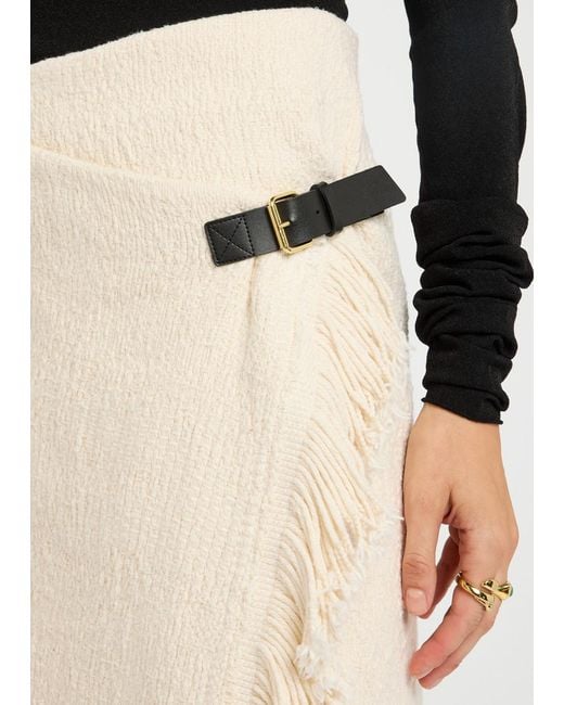 Isabel Marant Natural Galla Asymmetric Cotton And Linen-Blend Midi Wrap Skirt
