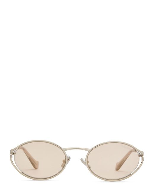 Miu Miu Natural Oval-Frame Sunglasses