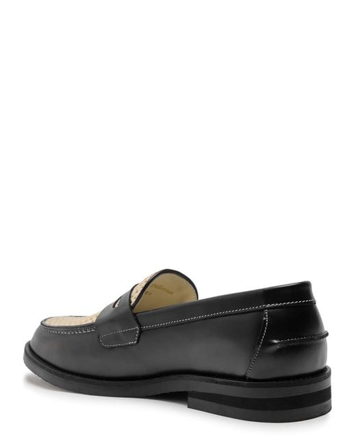 Duke & Dexter Black Rattan And Leather Loafers for men