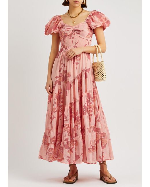 Free People Pink Sundrenched Printed Cotton Maxi Dress