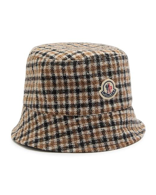 Moncler Brown Reversible Houndstooth Wool-Blend Bucket Hat
