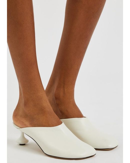 Loewe White Toy 45 Leather Mules