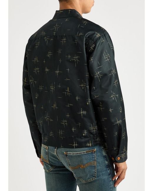 Nudie Jeans Black Staffan 50S Printed Cotton-Blend Jacket for men
