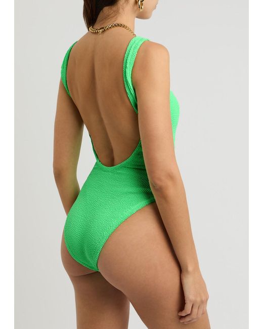 Hunza G Green Seersucker Swimsuit