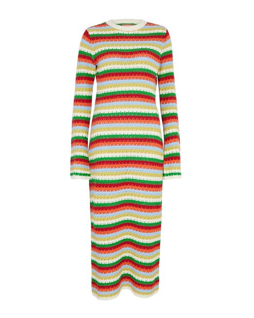 Kitri Nadine Striped Crochetknit Midi Dress Lyst